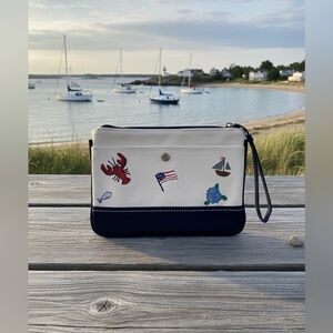 Hand-Painted Coastal Canvas Wristlet
